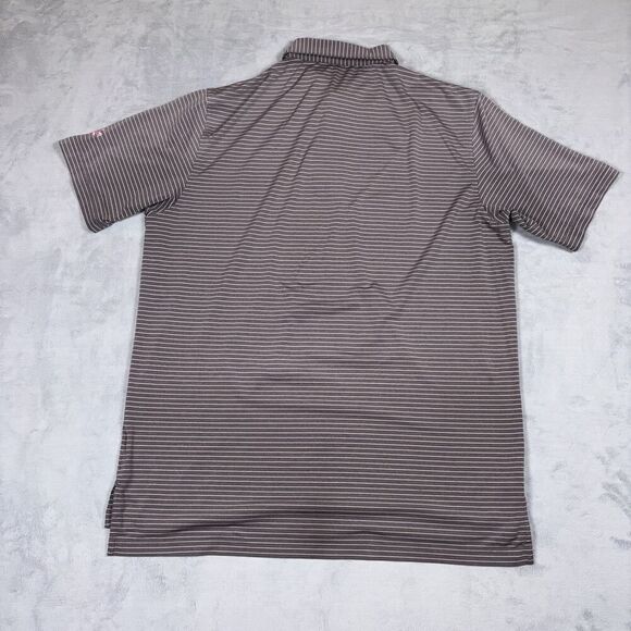 Peter Millar Summer Comfort Golf Polo Men's Size Large Gray Pink Striped Shirt - Picture 6 of 7